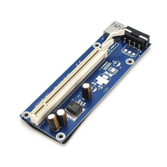 Riser PCI-EX, x1 => x16, 4-pin MOLEX, SATA => 4Pin, USB 3.0 AM-AM 0, 6 м (синій), конденсатори CS 220 16V, Пакет | Зображення 1