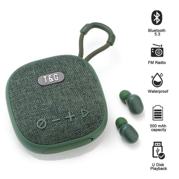 Колонка-Bluetooth с наушниками TG813. Цвет: зеленый | Зображення 2