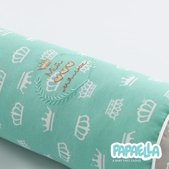 Защитные бортики-валики в детскую кроватку 2 шт ТM PAPAELLA 60х15 см, 120х15 см хлопок корона мята/беж | Зображення 4