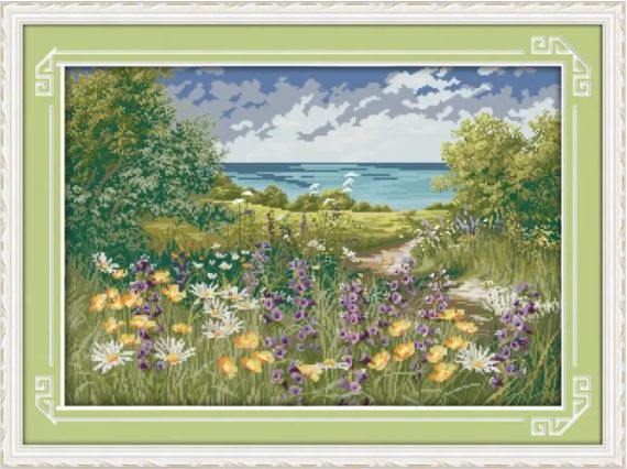 Набір для вишивання за нанесеною на канву схемою "Cliffside path". AIDA 14CT printed 56*41 см