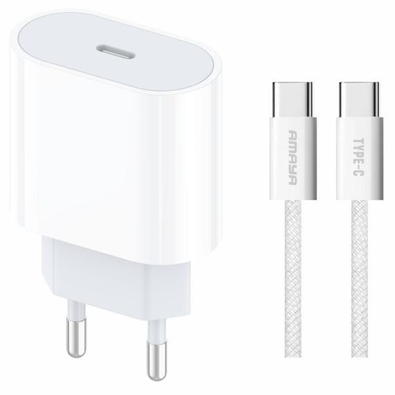 МЗП Amaya E69S PD35W (1USB-C) + кабель Type-C to Type-C White