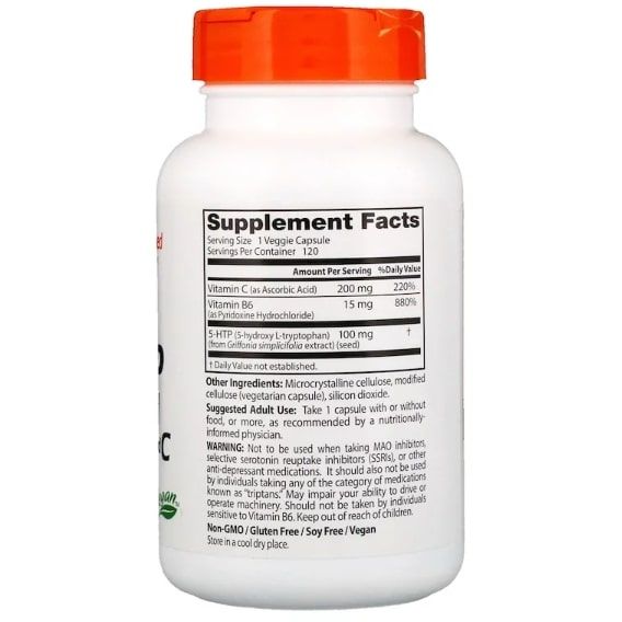 Триптофан Doctor's Best 5-HTP Enhanced with Vitamins B6 & C 120 Caps | Зображення 1