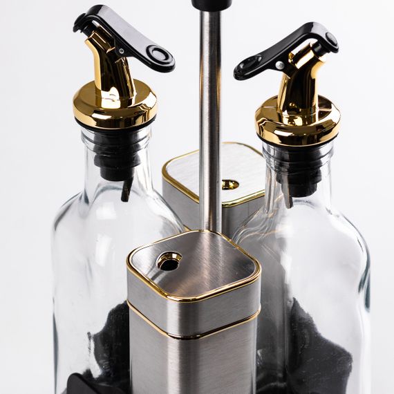 Набор для специй на подставке 4 предмета бутылочки для масла и уксуса | Зображення 2