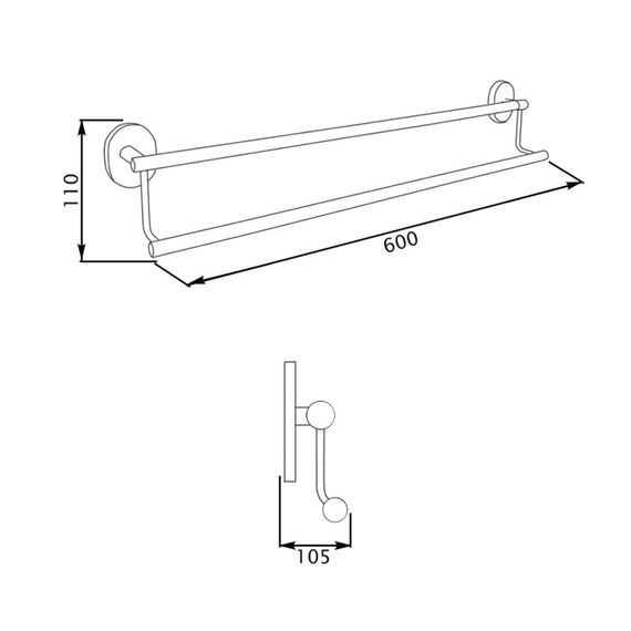 Тримач рушників подвійний Lidz (CRM) -114.01.02 | Зображення 1