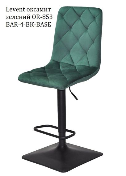 Барный стул Levent Bar 4-BK-Base, черная квадратная опора, регулировка высоты сиденья, мягкая обивка Бархат зеленый PH-602