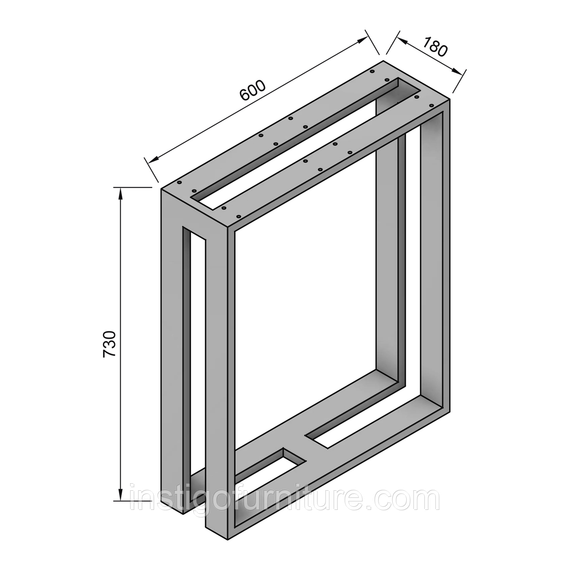 Опора ножка для стола из металла 600×180mm, H=730mm (профильная труба: 60x20mm) | Зображення 7