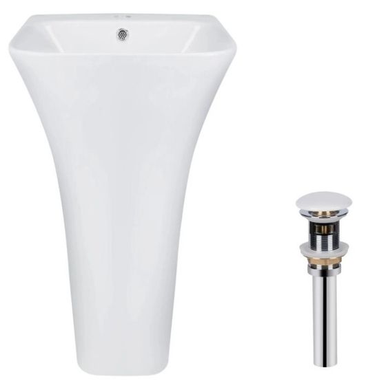 Комплект Qtap Crow: Раковина підлогова моноблок 445x420x840 мм White + Донний клапан PU02O (QT0511G315WN47321)