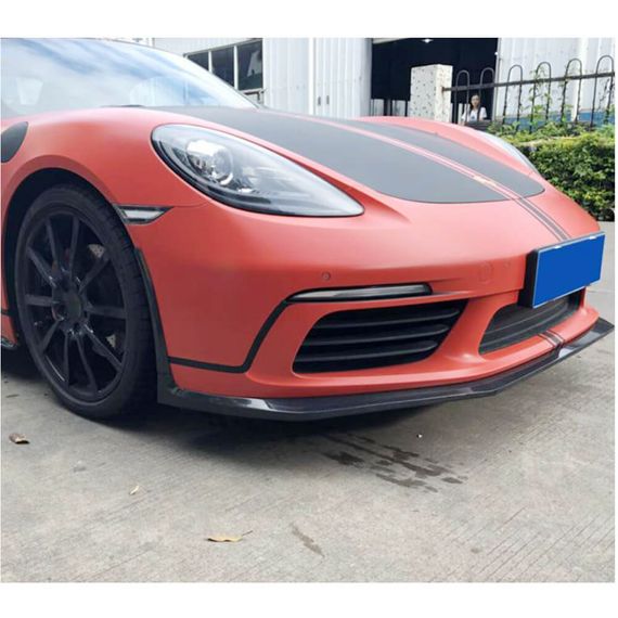 Накладка на передній бампер Lip V2 (2016-2019, карбон) для Porsche Boxster/Cayman 982 (718) 2016- рр | Зображення 3