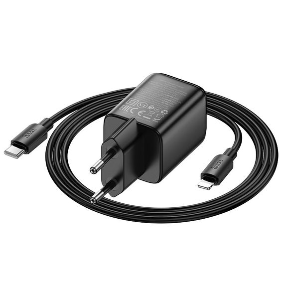 МЗП Hoco N53 Monsoon PD30W+QC3.0 (1USB-A/1C) + кабель Type-C to Lightning Black | Зображення 2