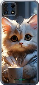 Чохол на Realme C25s Білий кіт "5646u-3679-2448"