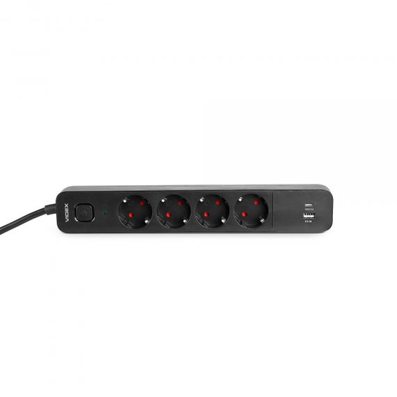 Мережевий подовжувач VIDEX ONCORD з/з 4п 3м (3x1.5мм) 3.4А USB(QC3.0) +USB-C(PD20W) з кнопкою Black | Зображення 4
