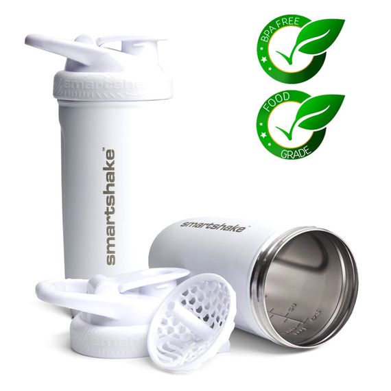 Шейкер спортивний SmartShake металевий Reforce Stainless Steel 30oz/900ml White (Original)