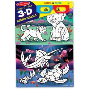 Набір для творчості Melissa&amp;Doug 3D пазли-розмальовки Сафарі / Океан (MD8823)