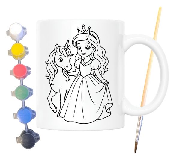 Набор для творчества кружка раскраска Принцесса и Единорог 330 мл белая (КР0128)
