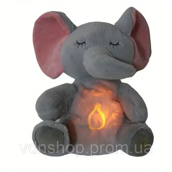 Плюшевий слоник з нічним світлом та заспокійливою музикою, інтерактивні колискові та рух вух, 30 см | Зображення 2