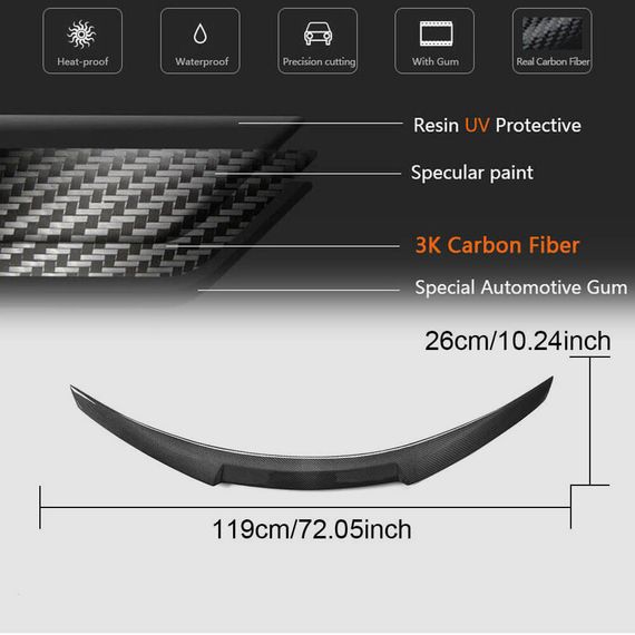 Спойлер V1 (для Q60 2016-2022, Карбон) для Infiniti Q50/Q60 | Зображення 5