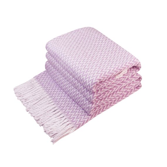 Плед бавовняний зиг-заг ліловий Love You 140 x 200 см