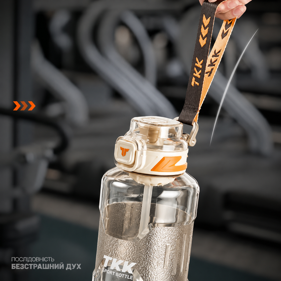 Спортивная бутылка TKK 1500 мл (1.5 л) - Белая Tritan BPA-free, ударопрочная эко-бутылка с антискользящей вставкой | Зображення 3