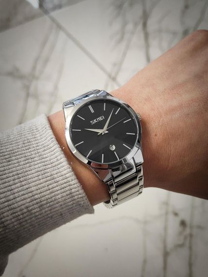 Мужские кварцевые наручные часы Skmei 9140 Silver | Зображення 9