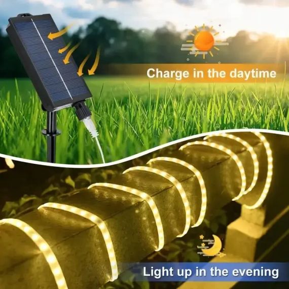 LED гірлянда із сонячною батареєю 10 м (тепле біле світло) | Зображення 5