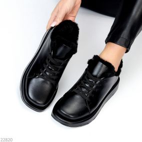 Мега стильные теплые черные туфли автоледи натуральная кожа цвет на выбор