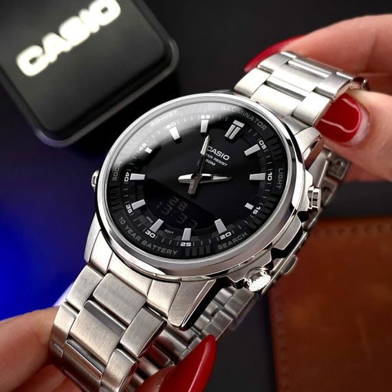 Класичний Чоловічий годинник Casio AMW-880D-1A стальний, водонепроникний, Японія | Зображення 3