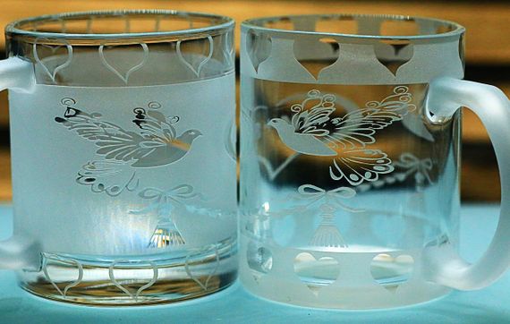 Набор чашек 320 мл Ты и Я с голубями парные кружки для влюбленных Подарок на свадьбу годовщину для любимых