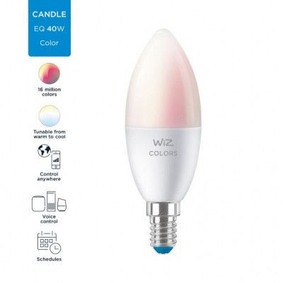 Умная лампочка WiZ E14 4.9W(40W 806Lm) C37 2200-6500K RGB Wi-Fi (929002448802) | Зображення 6