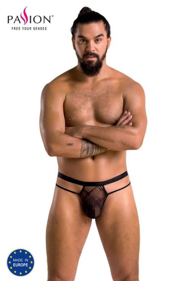Мужские прозрачные стринги Passion 029 THONG COLLIN S/M Black, сетка Sex Aura | Зображення 4