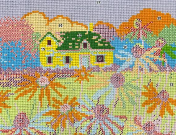 Набор для вышивания по нанесённой на канву схеме "Four season in the field-autumn". AIDA 14CT printed 33*33 см | Зображення 8