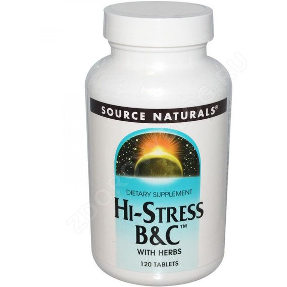 Комплекс для профилактики нервной системы Source Naturals Hi-Stress B&C 120 Tabs