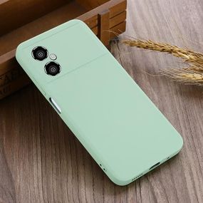 Силиконовый чехол для Xiaomi Poco M4 5G мятный c микрофиброй Soft touch