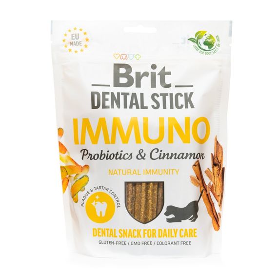 Ласощі Brit Dental Stick Immuno для дорослих собак з пробіотиками та корицею для міцного імунітету 7 шт 251 г | Зображення 4