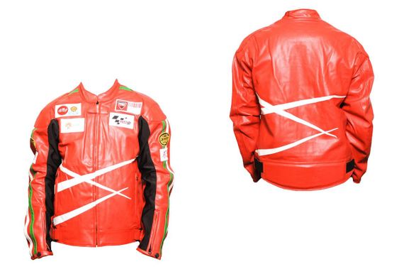 Мотокуртка DAQINESE (шкірзам) (size:XXXL, червона)