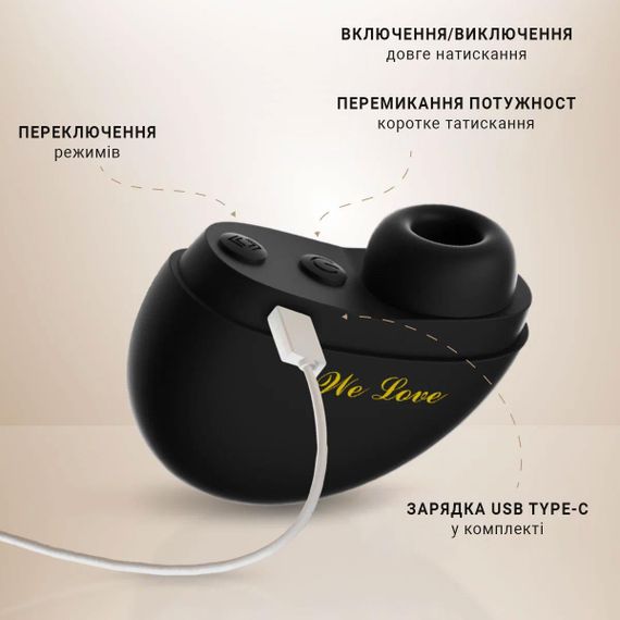 Вакуумно-хвильовий кліторальний стимулятор 10 режимів, USB-C, білий, компактний, медичний силікон, водонепроникний. | Зображення 4