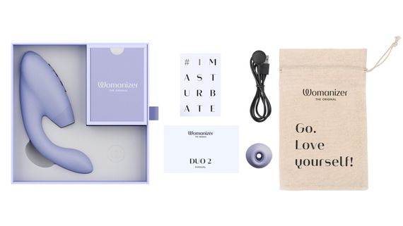 Подвійний вакуумний кліторальний стимулятор Womanizer Duo 2 - Lilac, незалежні мотори | Зображення 6