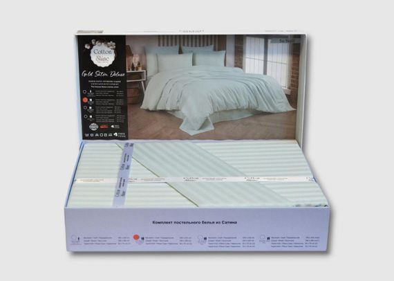 Постельное белье Cotton Shine Stripe Satin 200х220 Su Yesili | Зображення 3