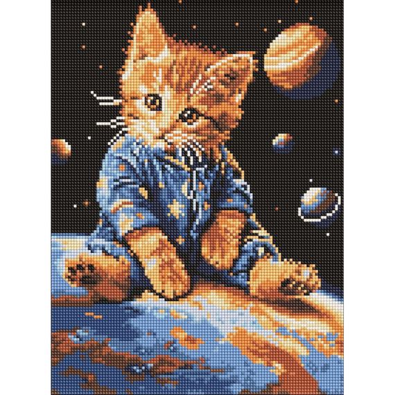 Алмазная мозаика "Звездный котик" ©art_selena_ua AMO8167, 30x40 см