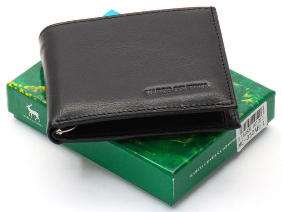 Чорне чоловіче портмоне з натуральної шкіри на магніті з затискачем Marco Coverna MC-030AH-1 | Зображення 1