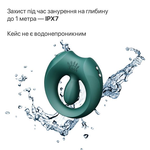 Ерекційне смарт-віброкільце Zalo Apis Turquoise Green, до 4 годин роботи, зарядний кейс | Зображення 7