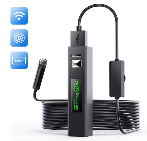 Ендоскоп камера Primo 8mm HD 1200P Wi-Fi жорсткий кабель USB 2m для Android / iOS / Windows / Mac | Зображення 1