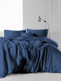 Комплект постільної білизни SoundSleep Muslin Dark Blue євро (93197663)