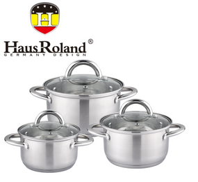Набір каструль Haus Roland HR151-6, 3 шт. з неіржавкої сталі 2,7/3,6/4,7 л. Сріблястий (HR151-6)