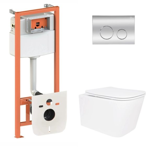 Набір Nest 4 в 1 Qtap підвісний унітаз Crow Ultra Quiet 520x360x290 + комплект інсталяції QT05335172W48202