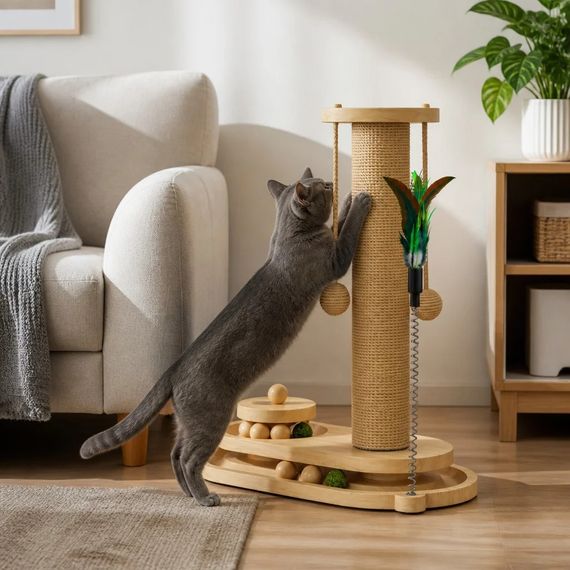 Комплекс-кігтеточка для котів KAT-02, 38×19×41,5 см | Зображення 1