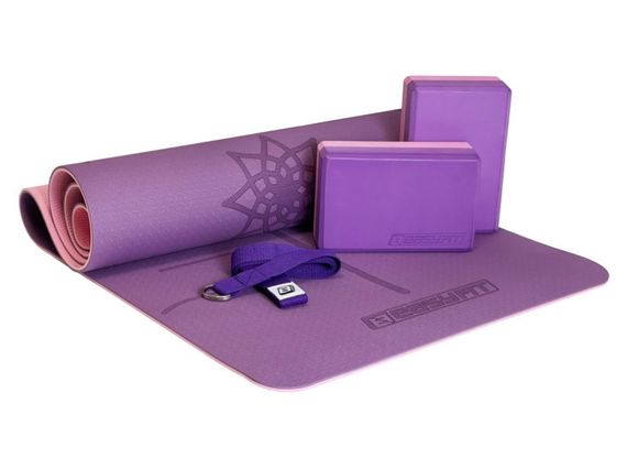 Набір для йоги та фітнесу EasyFit Polarity Set (килимок, два блоки та ремінь) фіолетово-рожевий (EF-2421s-VP)
