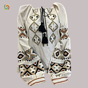 Рубашка Украинская вышиванка  32452 цвет серый размер M