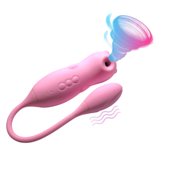 Вагінально-кліторальний вібромасажер "Fun bear", 5 вакууму, 10 вібрації, рожевий sexstyle | Зображення 6