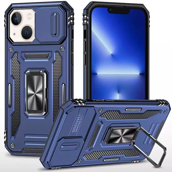 Ударостійкий чохол Camshield Army Ring для Apple iPhone 13 / 14 (6.1") Синій / Navy