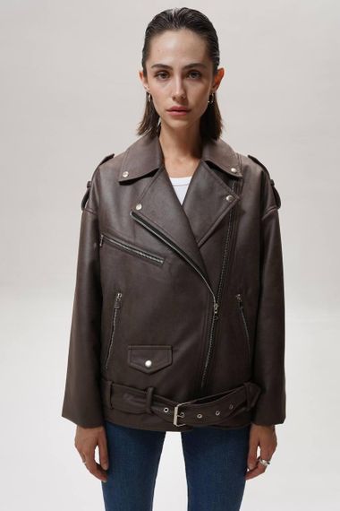 Косуха Oversize женская коричневая M-L | Зображення 6
